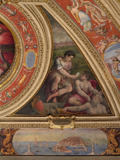 Allegorie von Prato; unten Ansicht von Livorno von Giorgio Vasari